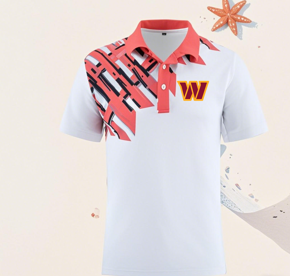 Washington Commanders white style #8 Men 2025 NFL polo T shirt